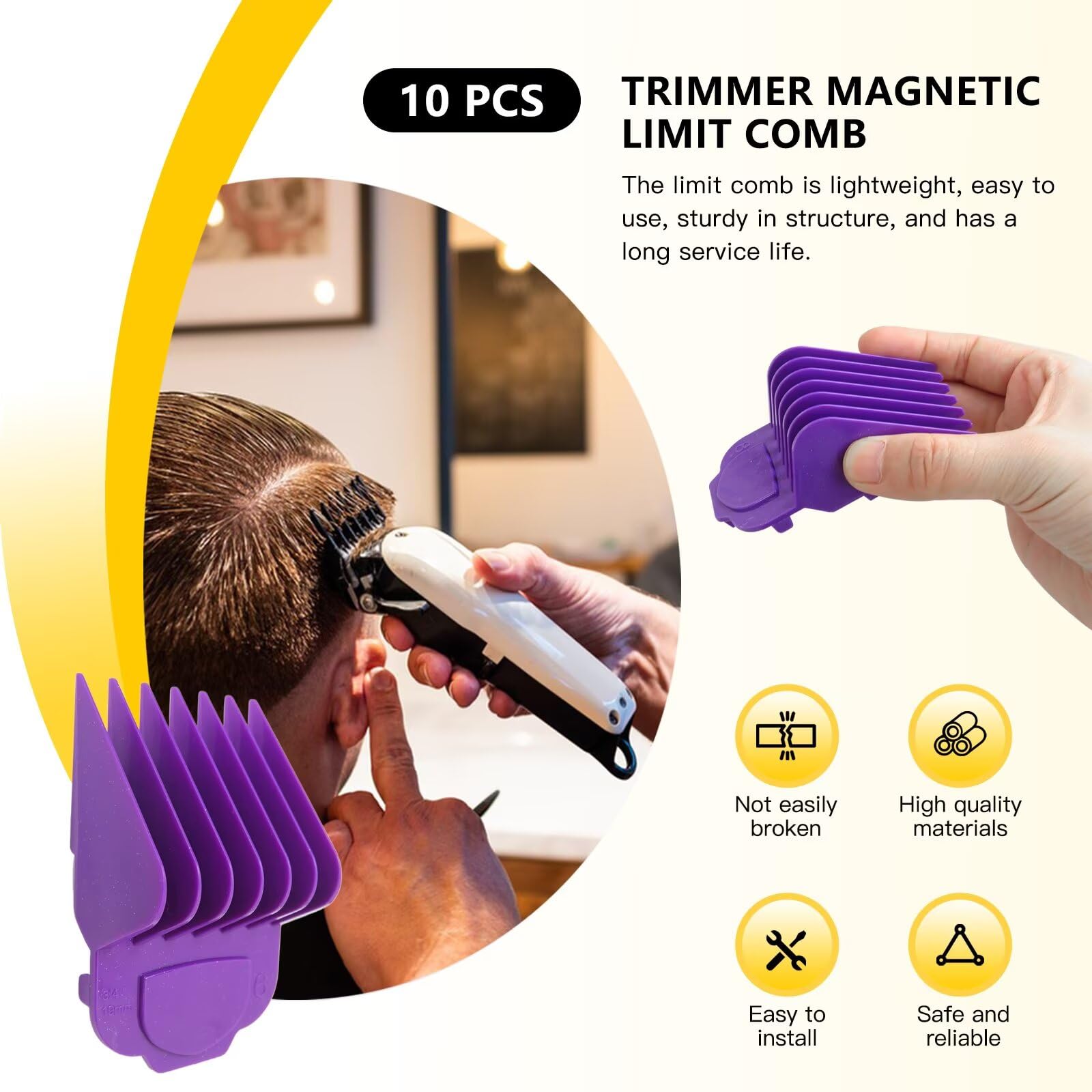 WELURE for Andis Clipper Guards 10-Pack - Magnetic Guide Combs for Master/MBA/MC-2/PM-1/PM-5 Models