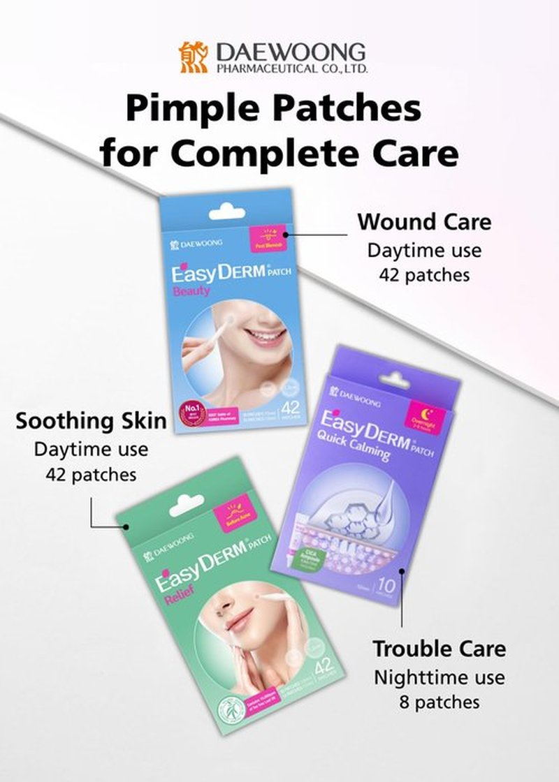 EasyDerm Beauty Patch(84 Counts) - 100% Hydrocolloid Pimple Patch for Zit Spot Care, K-beauty, Daewoong Pharmaceutical, Korean Acne Patches Travel Essentials, Spring Break, Clear Skin Season