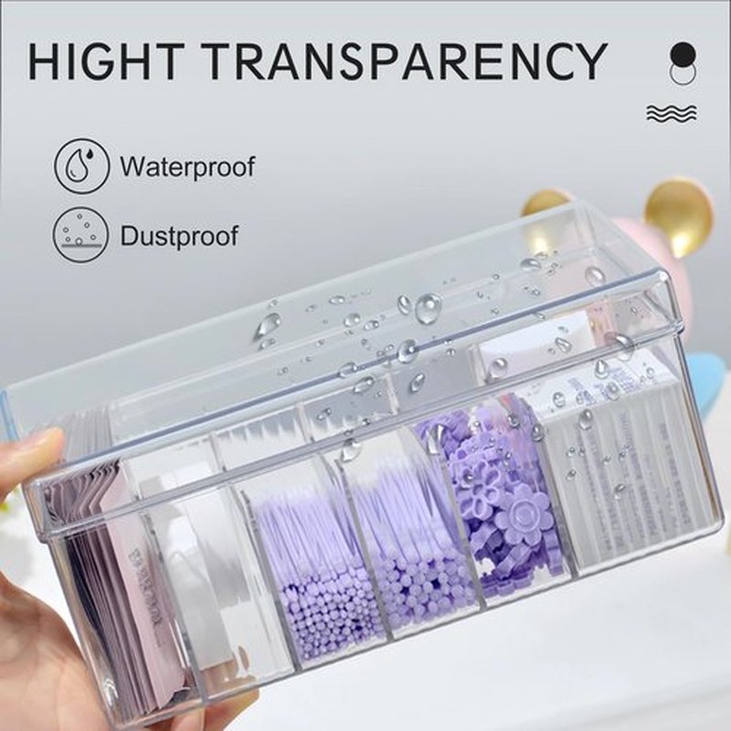 MoyRetty Acrylic Lash Extension Organizer, Large Capacity Eyelash Extension Supplies Storage Container Box, Neatly Store and Organize Your Lash Supplies (Clear)