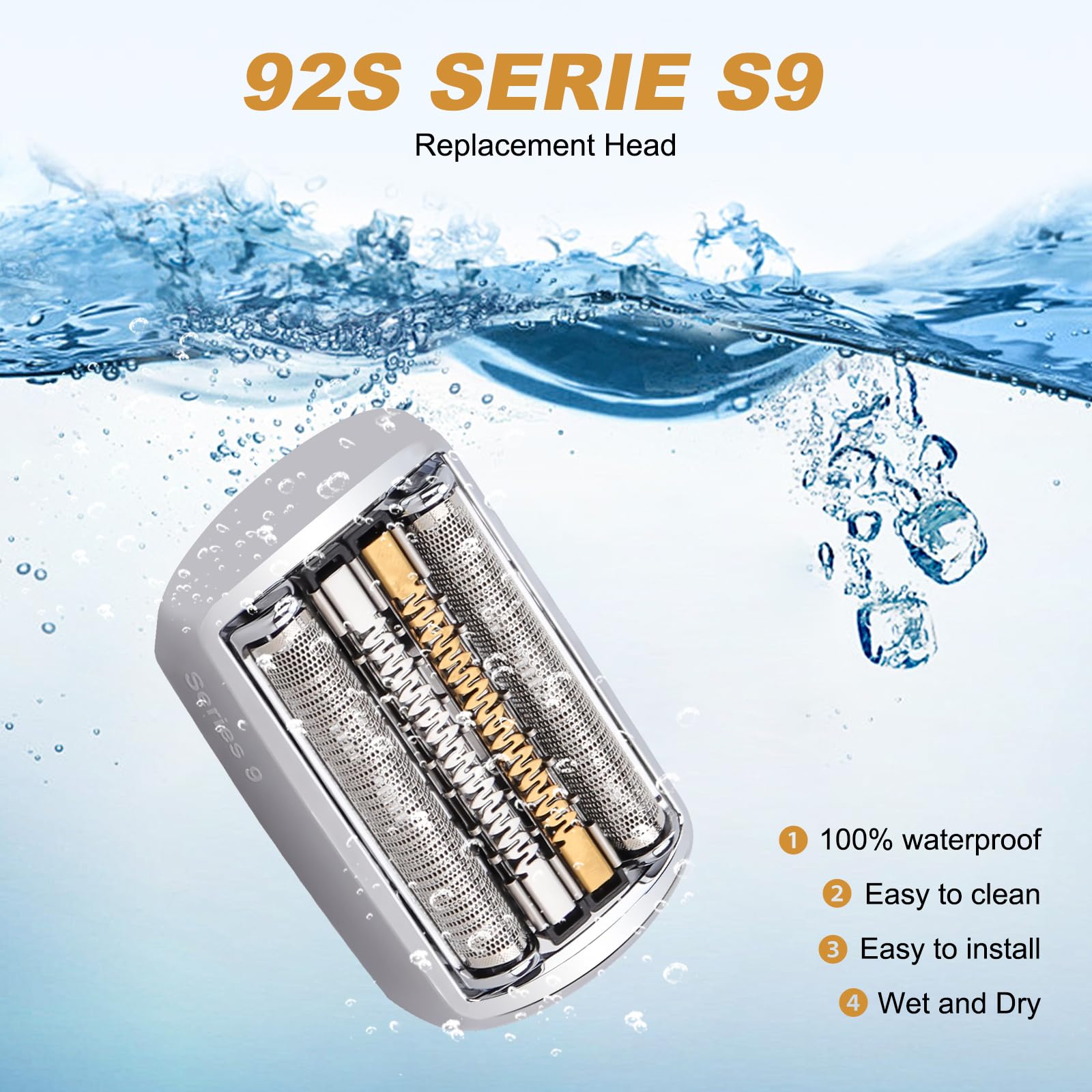 Series 9 92S Electric Shaver Replacement Head Compatible with B*raun S9 Foil & Cutter Razor Heads - Applicable for B*raun S9 9290cc 9291cc 9370cc 9293s 9385cc 9390cc 9330s 9296cc（1pack）
