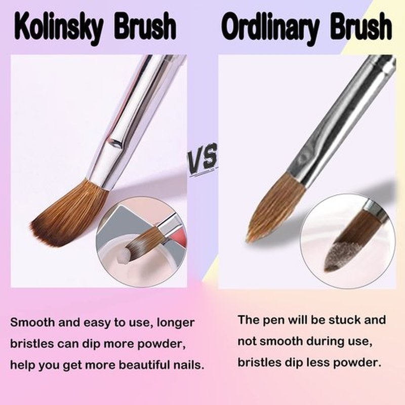 Acrylic Nail Brush 100% Kolinsky Hair Nail Brush Size 14, 3D Pure Handmade Round Shape Nail Brushes for Acrylic Application,Professional Nail Art Brush Manicure for Women