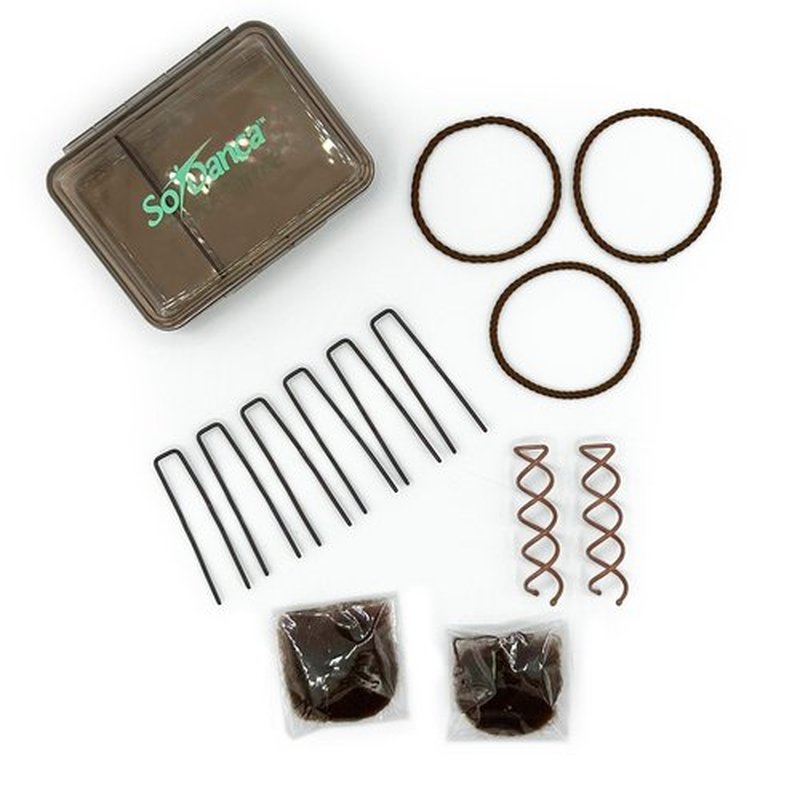 Ballet Bun Kit, Travel Size with Hair Ties, Pins, and Swirly Pins (Brown)