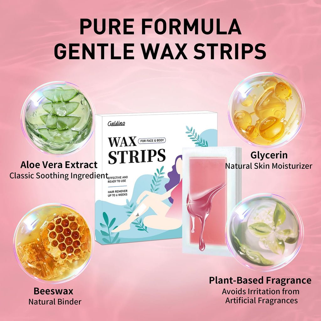 Wax Strips, 40 Pcs Wax Strips For Face & Body, Waxing Strips For Hair Removal At Home For Facial, Arms, Legs, Underarms, Bikini, Back, Women And Men (20*Big, 20*Small，4*Oil Wipes)