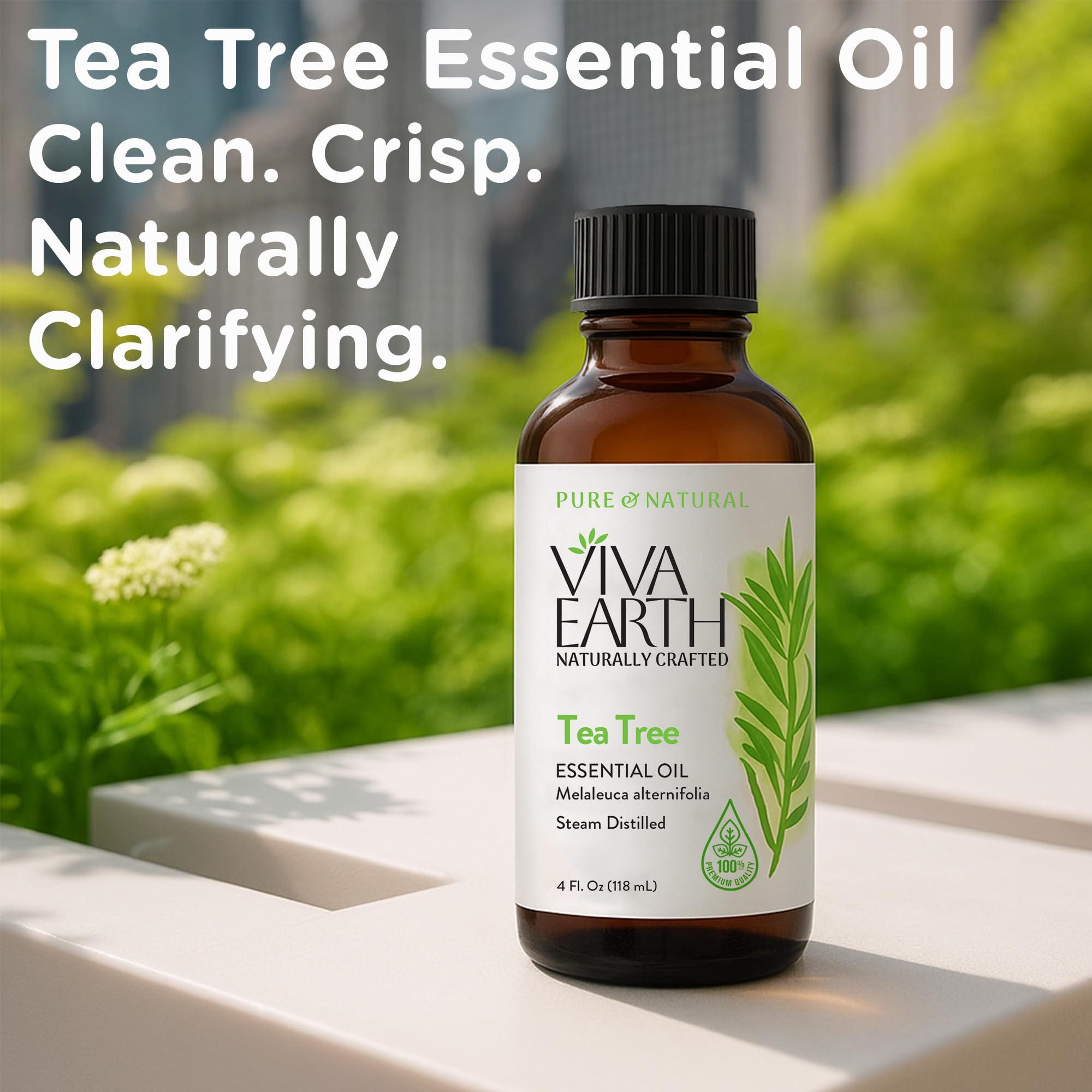 Viva Earth Tea Tree Essential Oil – 100% Pure and Natural Tea Tree Aroma for Diffusers, Aromatherapy, Hair and Scalp Care, Skin Care, Massage Oils, Soap and Candle Making – with Dropper, 4 oz