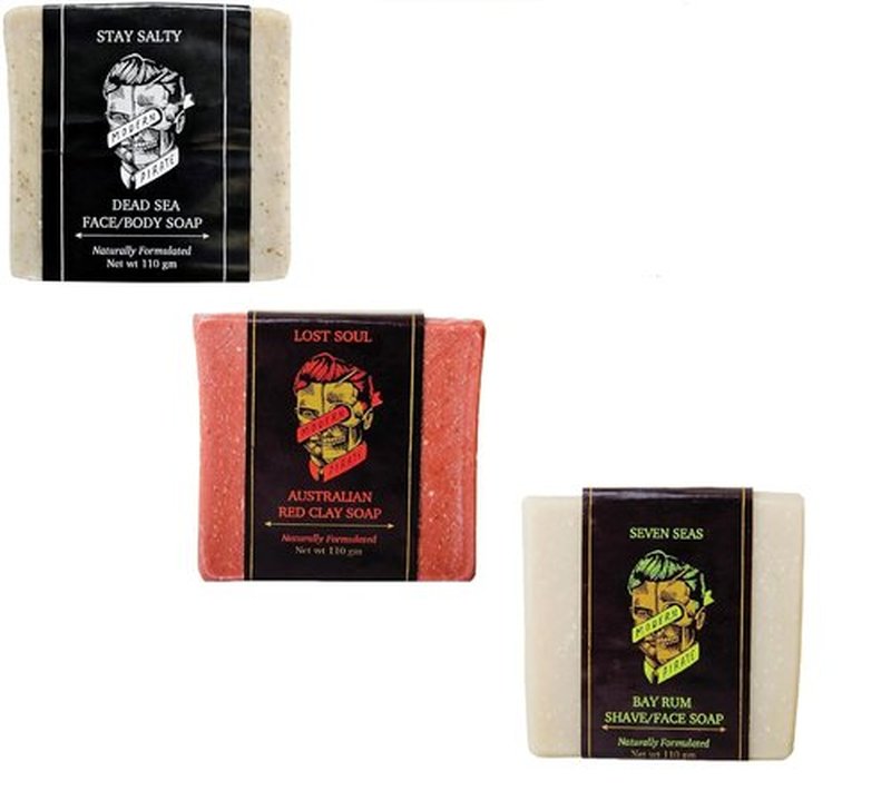 **DEAD SEA Face and Body Soap Trio - Smooth, Moisturize, Exfoliate | 3 x 110g Bars in Australian Red Clay & Bay Rum**