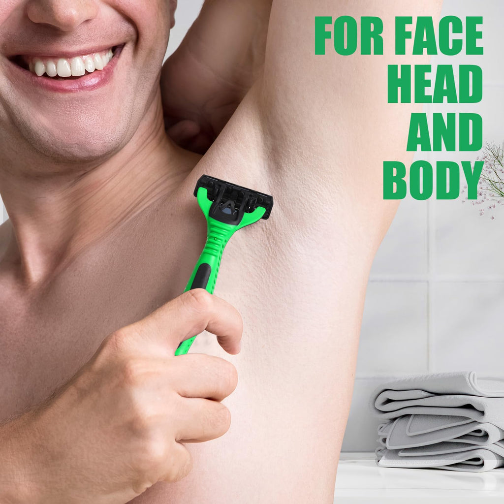 Wovnet 12 Pcs Mens Disposable Razors Bulk 3 Blade Sensitive Head Shaving Razors for Men Travel Hotel Spa Christmas Party Gift