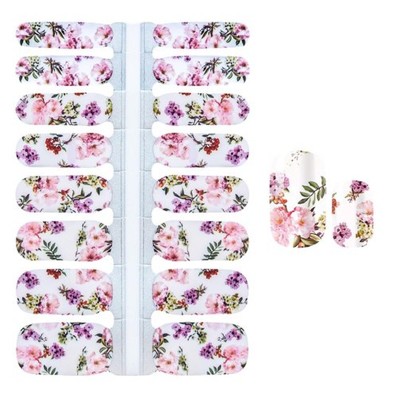 DANNEASY Thicker Nail Polish Strips Flowers Series, 5 Sheets Nail Stickers for Women, Adults, Light Color, Floral Style, Nail Art Stickers and Decals, Self-Adhesive, Single Use
