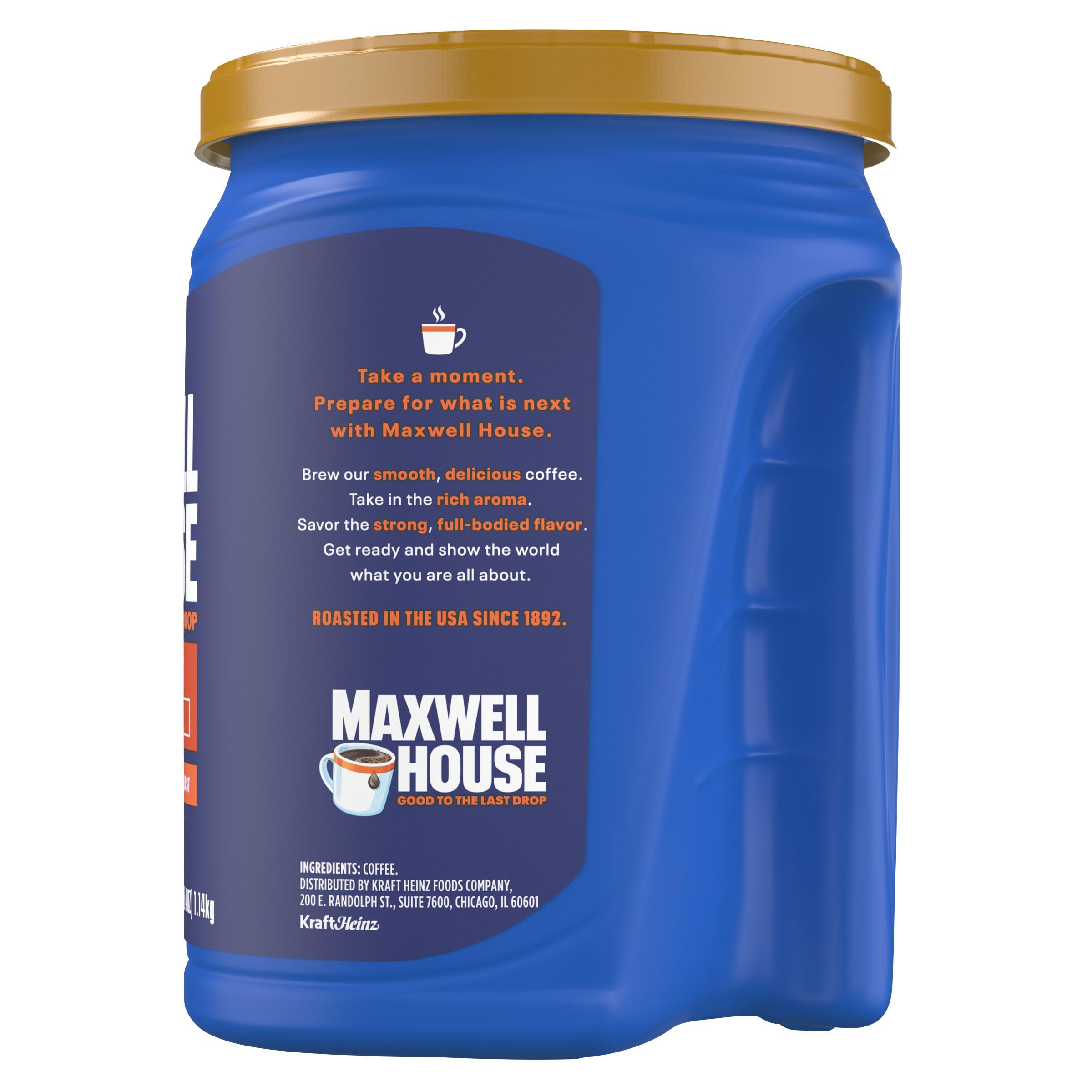 Maxwell House Ground Coffee, Kosher, 1 Canister, for Mornings and Afternoon Pick-Me-Ups, Wake Up Roast, Medium Roast, 40.4 oz