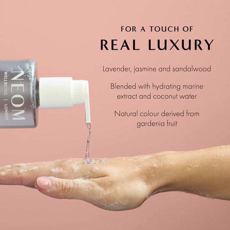 Neom Real Luxury Hand Wash, 300ml | Lavender, Jasmine & Sandalwood I 100% natural fragrances I Cleanses, softens, and replenishes I Refillable