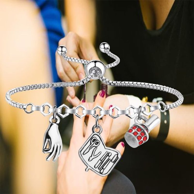 Lywjyb Birdgot Nail Tech Bracelet Nail Artist Gift Nail Technician Jewelry for Manicurist Cosmetology (nail br card)