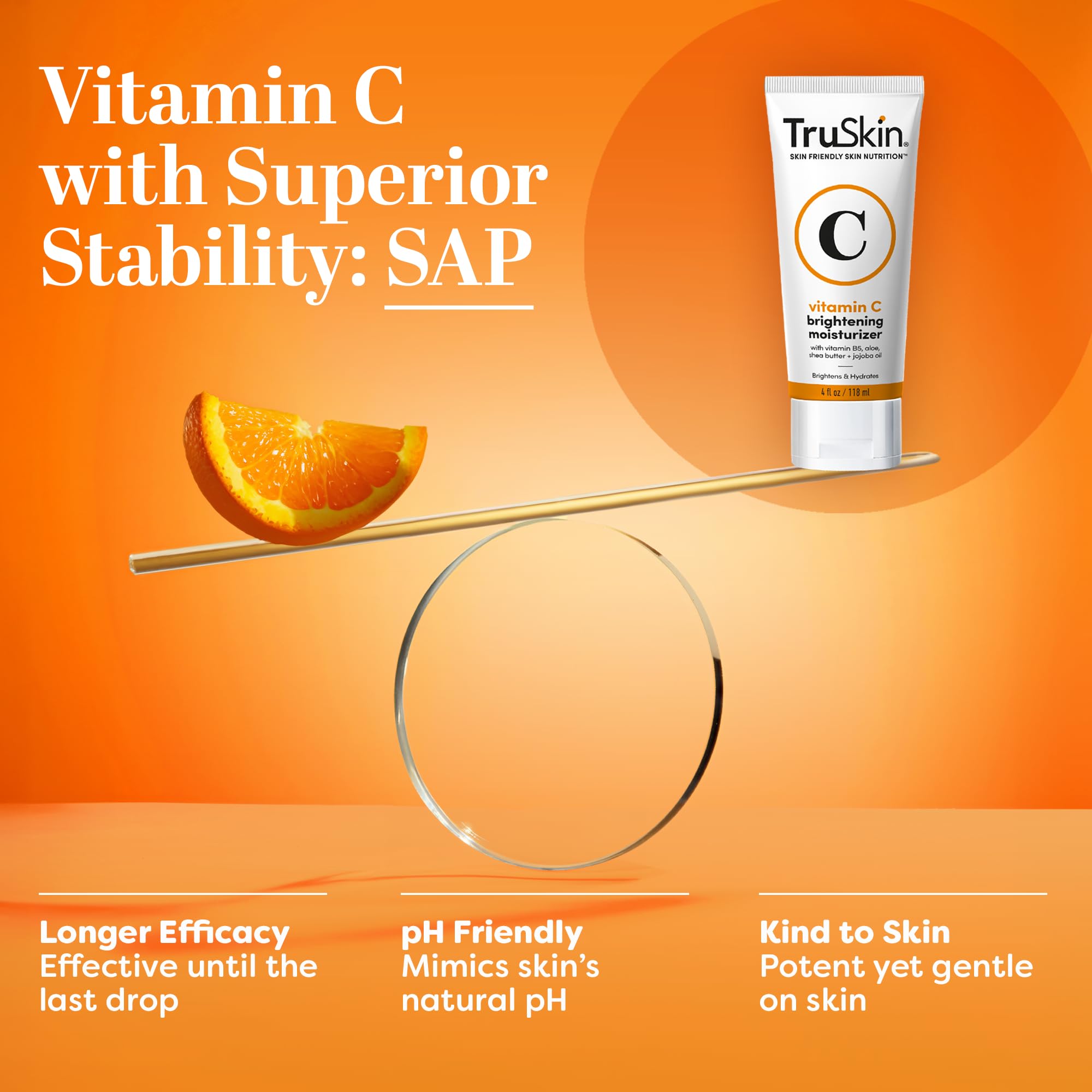 TruSkin Vitamin C Face Cream - Brightening & Hydrating Daily Moisturizer with Vitamin E, B5, Jojoba Oil & Green Tea - Smooth, Radiant-Looking Skin, 2 Fl Oz