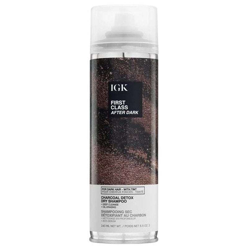 IGK First Class After Dark Charcoal Detox Dry Shampoo - Brown Tinted, No White Residue Spray | Adds Volume & Texture | 6.5oz