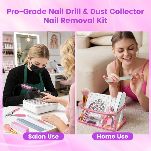 Nail Drill Kit with Dust Collector: Electric Nail File Drill Nails Machine Professional 20000RPM Nail Grinder for Acrylic Gel Removal Manicure Pedicure Tool in Cosmetic Bag Salon Home