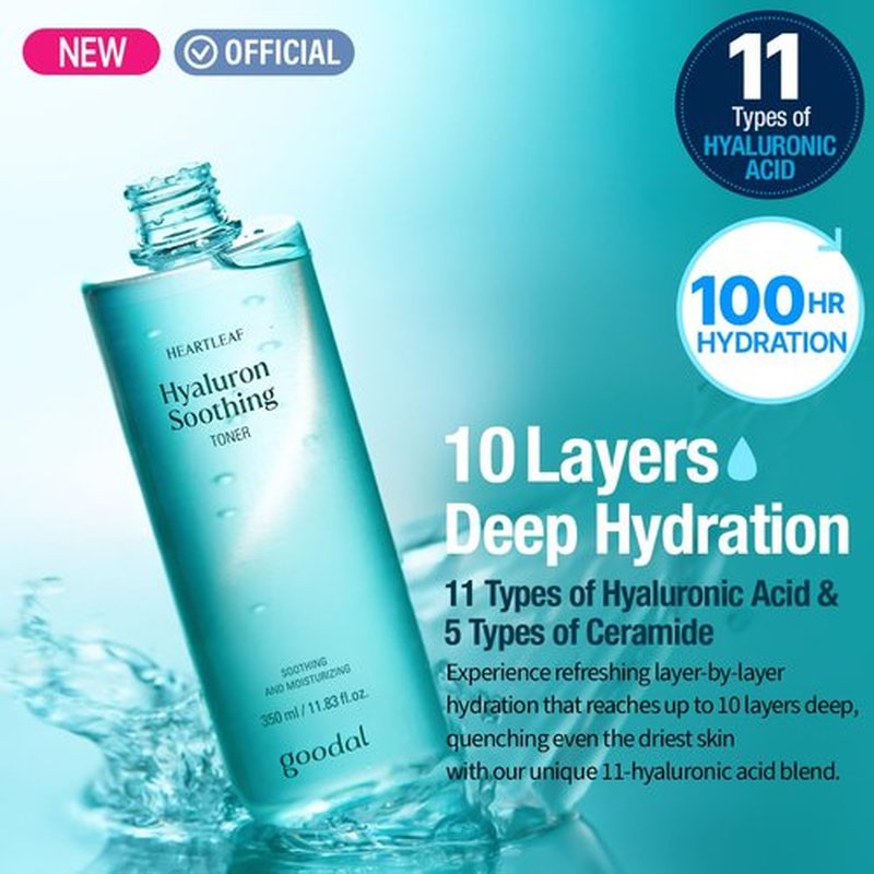 GOODAL Heartleaf Hyaluron Soothing Toner - Trouble Care, Korean Skin Care, Soothing, Moisturizing, Hydrating, Calming Skin, Instant Cooling, Hyaluronic Acid,Ceramide (11.83 fl.oz.)