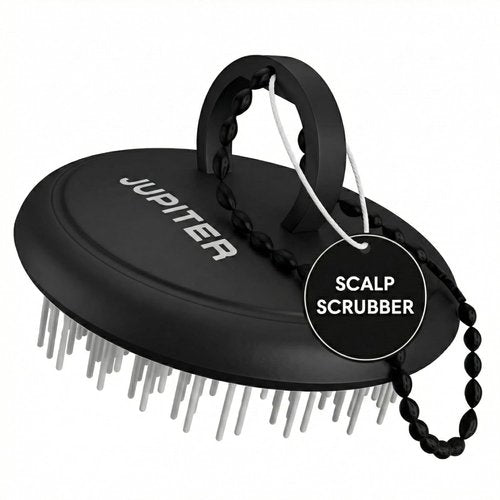 Jupiter Scalp Exfoliator - Ergonomic Scalp Massager & Dandruff Comb - Black/White Design for All Hair Types
