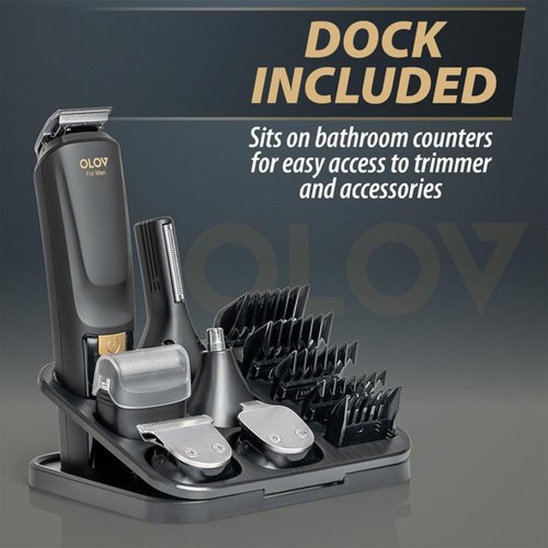 OLOV For Man Beard Trimmer, 21 Piece All-in-One Mens Grooming Kit and Hair Clipper, Nose, Ear,Body and Face, Electric Razor with USB Recharge Dock