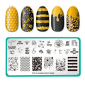 Maniology Bee Nail Stamping Plate | Sweet Honeybees, Honey Beehive Patterns — Trendy & Versatile Designs, Easy DIY Manicure, Reusable, Rectangular Stainless Steel Nail Art Template