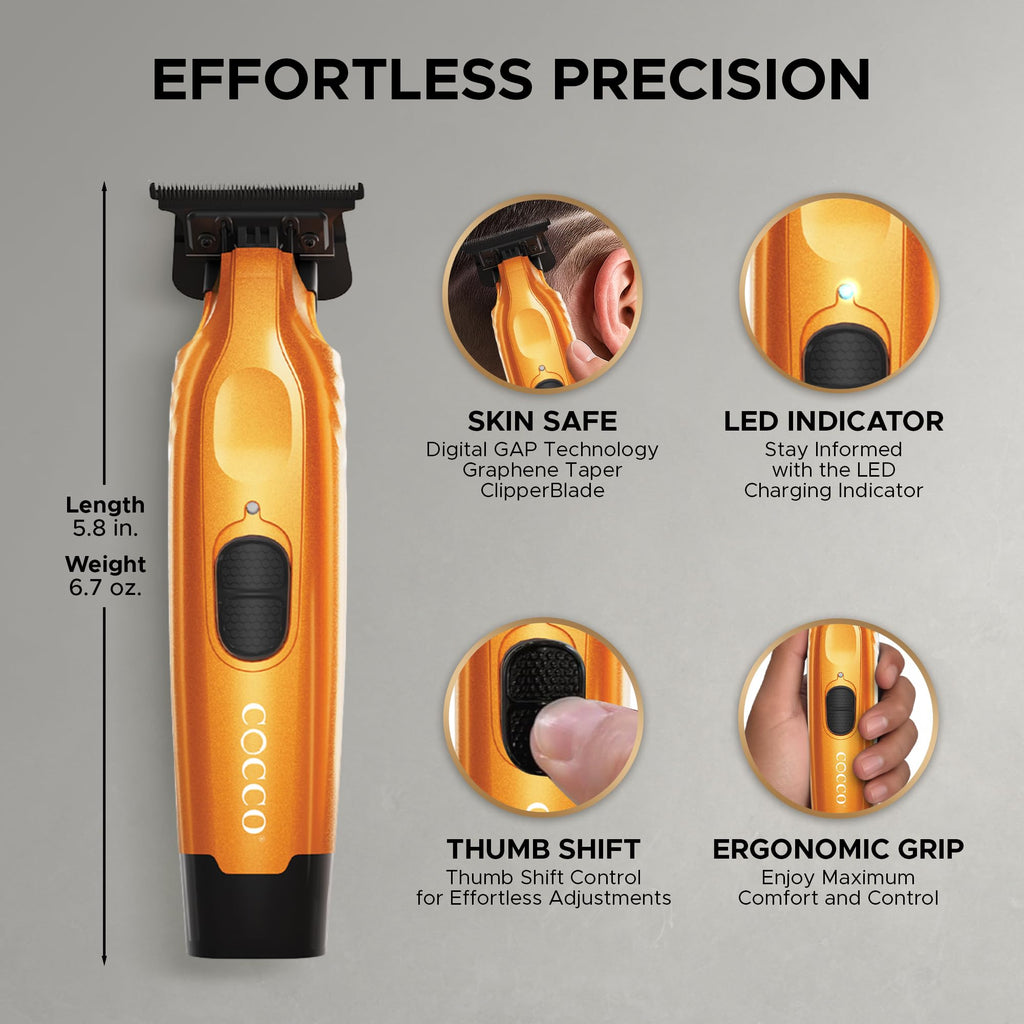 Cocco Hyper Veloce Pro Trimmer, Digital Gap Graphene Blade (Orange)