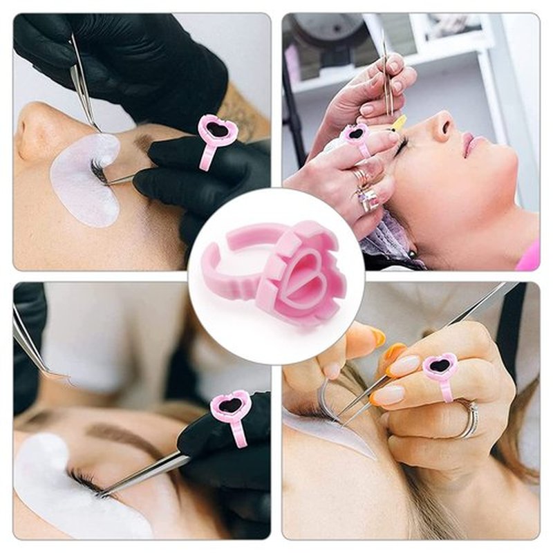 Glue Rings - Autdor 500Pcs Glue Rings for Eyelash Extensions Pink Lash Glue Rings Pigment Ring Cups Lash Glue Holder for Lash Extension Supplies Makeup Lip Microblading Supplies Nail Art