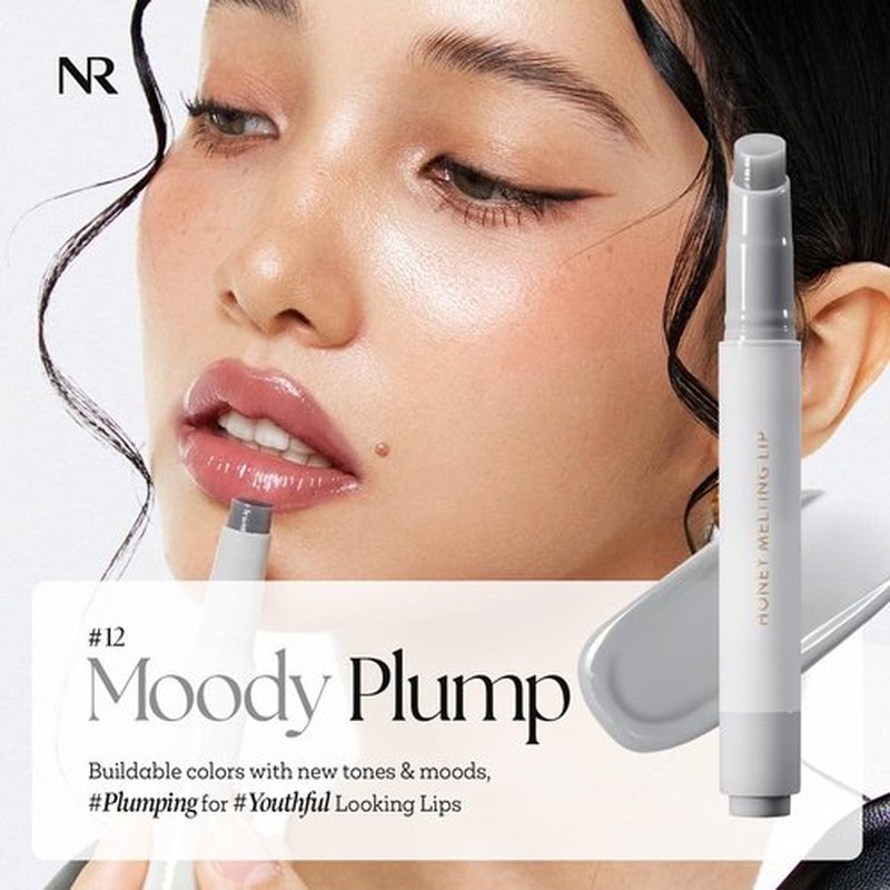 Nature Republic Honey Melting Lip Plumping Stick - Moody Plump Hydrating Gloss | 12 Gray, Volumizing Formula