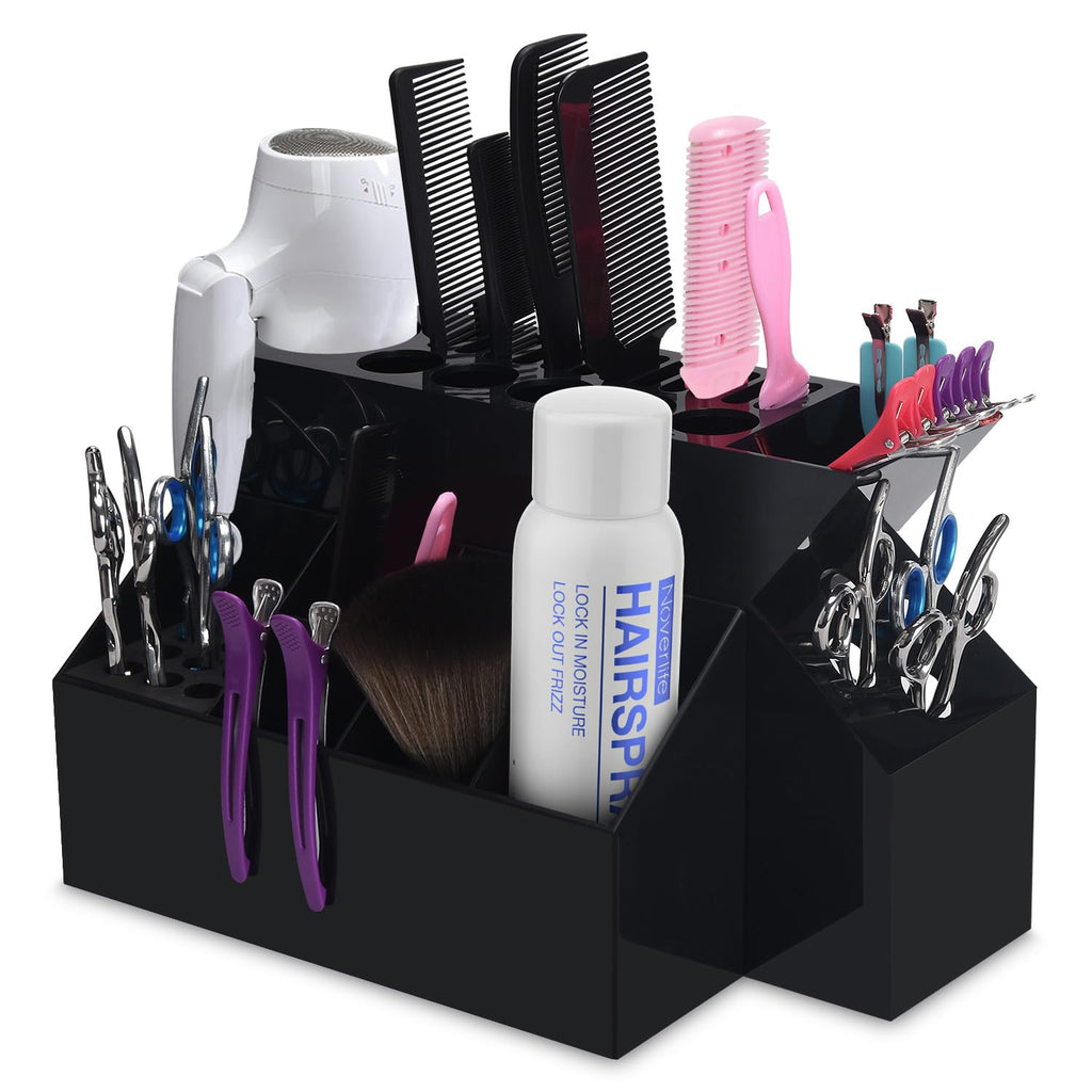 Noverlife Salon Hairdressing Organizer Storage Box, Detachable Hair Styling Tools Holder for Comb Clips Scissors, Multifunctional Hair Tools Desktop Keeper, Wear Resistant Washable Salon Shears Block