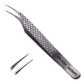 Curacoro Lash Tweezers, Fiber Tip Grip (Silver, Girl Boss)