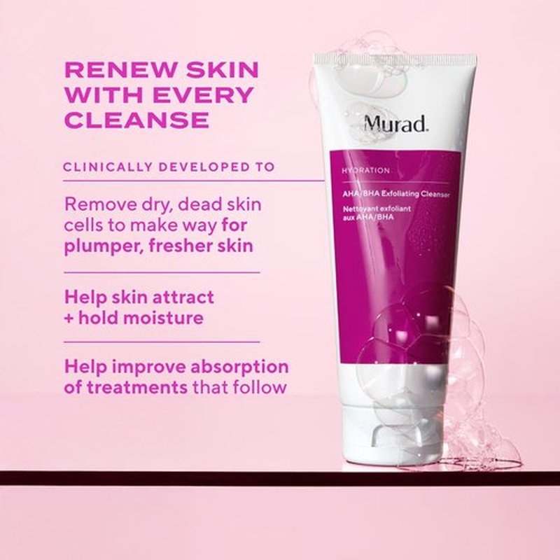 Murad Smooth + Hydrate Set | 2-Piece Full-Sized Exfoliating Acids for Dull Skin - AHA/BHA Cleanser 5.0 Fl Oz, Hydro-Dynamic Moisture 1.7 Fl Oz