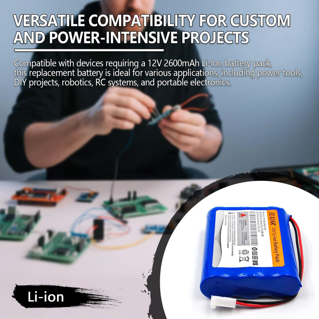 YUTSUJO (2-Pack) 11.1V 2600mAh Li-ion Battery Pack 18650 * 3 Cell with 2 Pin MTA-100 Connectors
