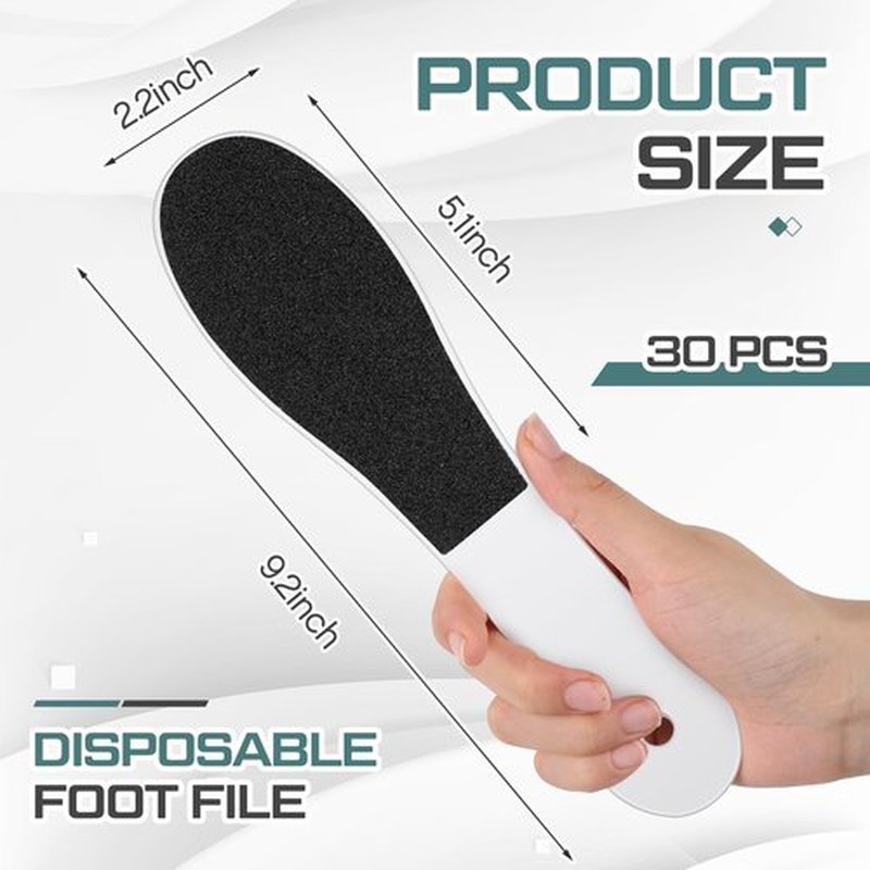 Lothee 30 Pack Foot File Foot Callus Remover Double Sided Professional Sandpaper Pedicure Tool Feet Scrubber Sander Feet Rasp for Dead Skin Cracked Heel Women Manicure Beauty Spa, 100/180 Grit, White