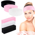 WILLBOND 200 Pieces Disposable Spa Facial Headbands Stretch Non Woven Facial Headband Skin Care Hair Band with Soft Convenient Closure for Women Salons (White, Pink, Black)