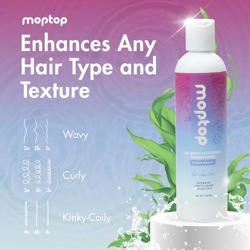 MopTop Cowash Cleansing Conditioner - Moisturizing Curly Hair Care for Frizz Control | Citrus Medley, 8oz