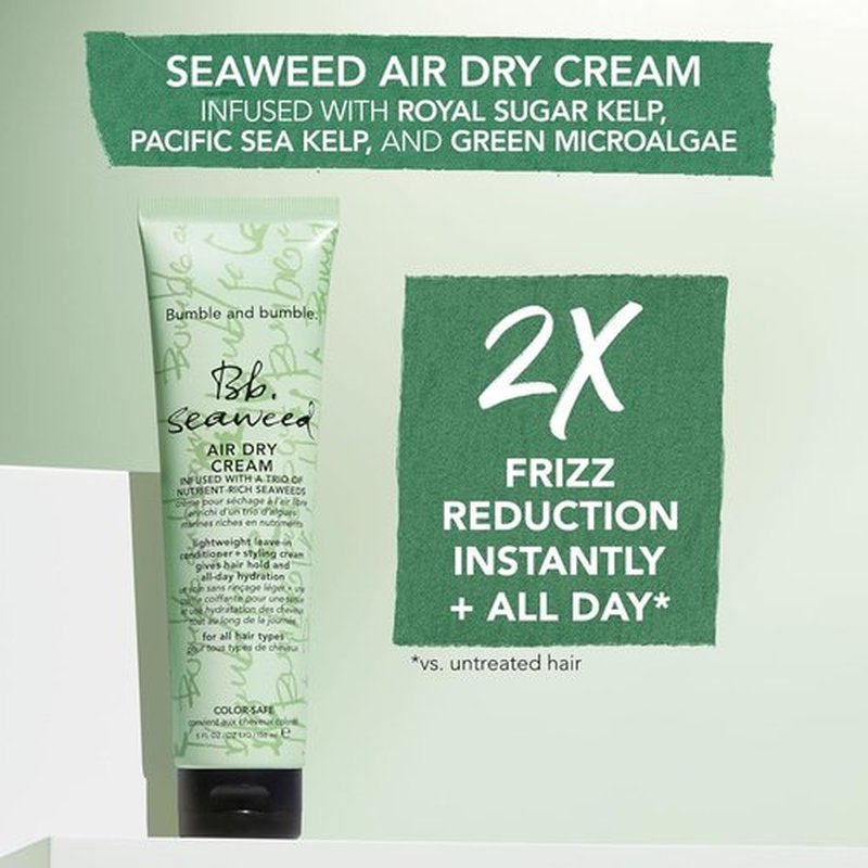 Bumble and bumble. Seaweed Nourishing Air Dry Hair Styling Cream | Leave-In Conditioner | Hydrating, Anti Frizz, Soft Hold, Color Safe | Curly, Wavy, Straight, 2 Fl Oz