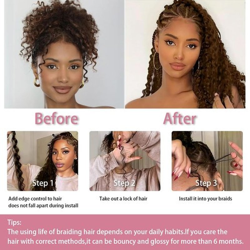 Boho Hair for Braiding Human Braiding Hair 150g 5 Bundles/Pack 18 inch Deep Wave Boho Hair 100% Unprocessed Brazilian Virgin Hair Chocolate Brown Braiding Hair Bohemian No Weft