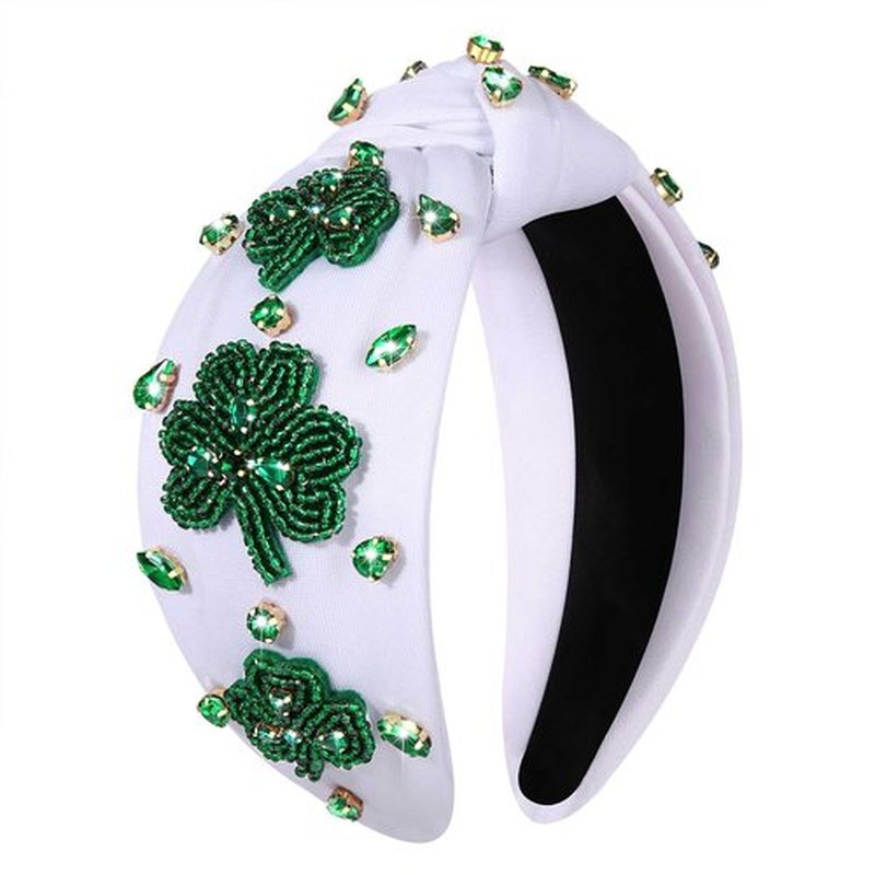 MOLOCH St.Patrick's Day Headband for Women St.Patrick's Day Beaded Leaf Headband Crystal Green Lucky Shamrock Hairband Irish Outfit St.Patrick's Day Hair Accessories