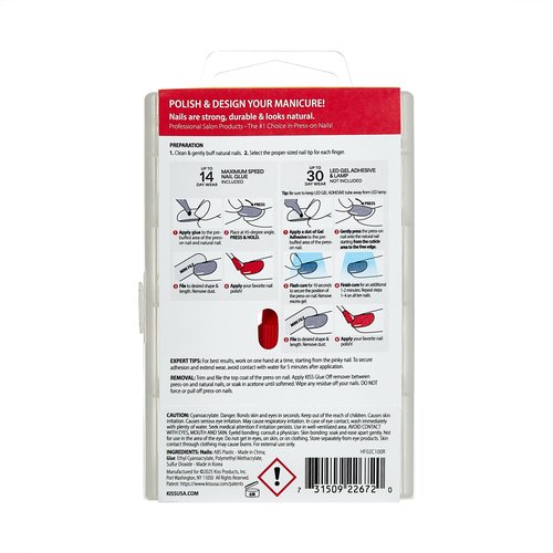 KISS PROFESSIONAL Press On Nails, Earthly, White, Medium, Round, 140 Count