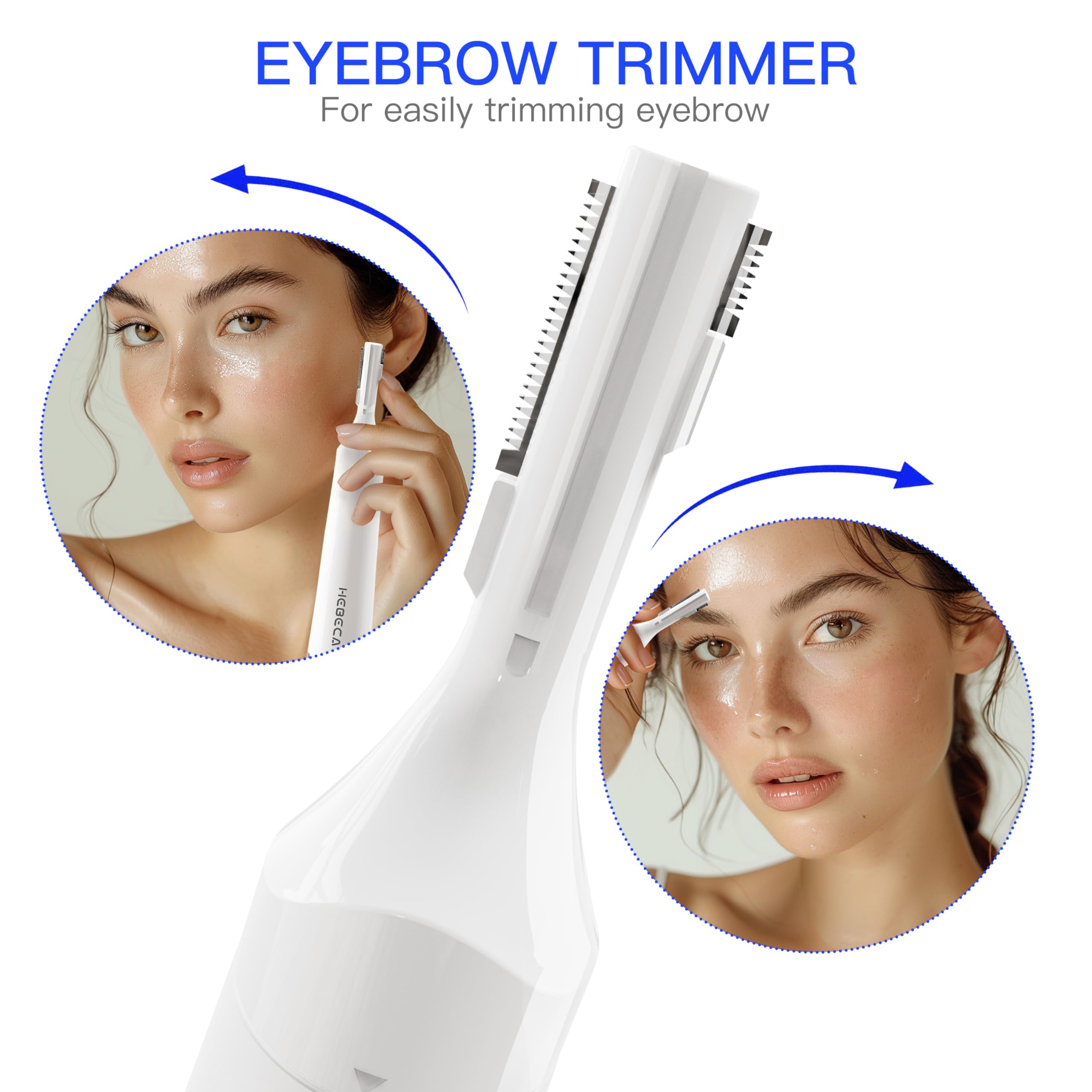 HEBECA Nose Hair Trimmer for Women Men - Electric Ear and Nose Hair Trimmer - 2 in 1 Facial Hair Remover Portable for Painless Face Eyebrow Trimmering Waterproof (Pearl White 2in1)