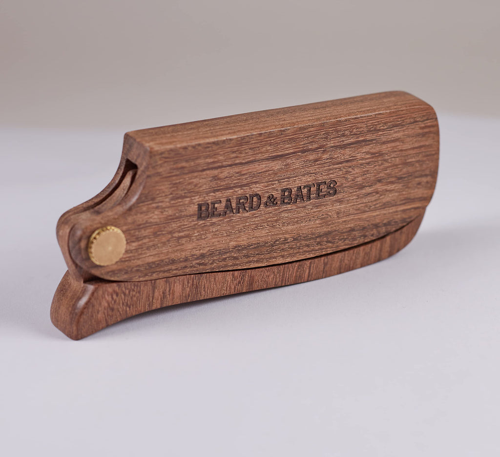 BEARD & BATES The Sandalwood Switchblade - Folding Solid Wood Beard Hair Comb | FACTORY SECONDS CLOSEOUT