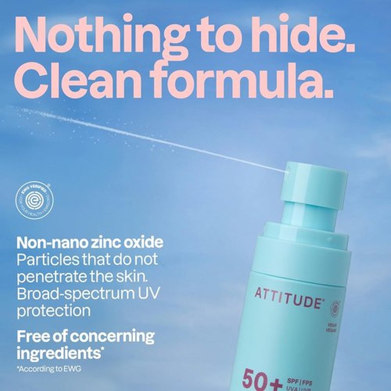 ATTITUDE Baby Mineral Sunscreen Lotion SPF 50 - Lightweight, Water-Resistant, Non-Greasy, 3 Oz