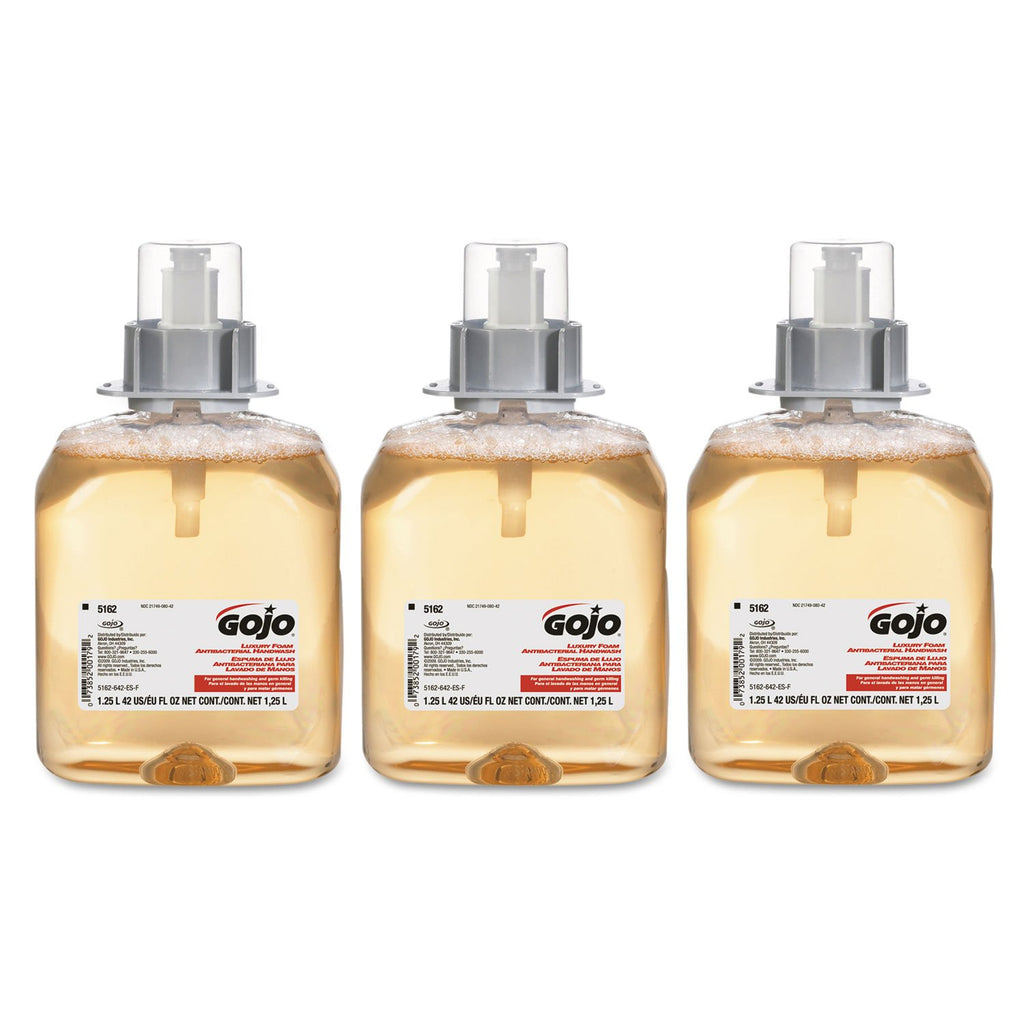 GOJO 5162-03 X Luxury Foam Antibacterial Soap Refill, 1250 mL Refill for GOJO® FMX-12™ Dispenser