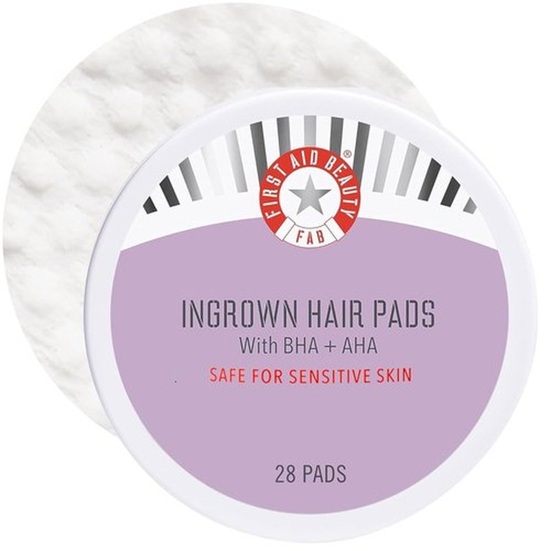 First Aid Beauty - Ingrown Hair Treatment Pads with BHA & AHA - Prevent Razor Bumps & Exfoliate - 28 Compostable Pads