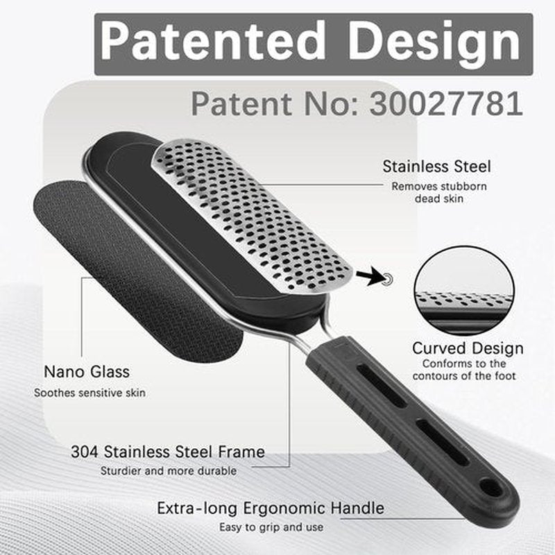 FREATECH 2-in-1 Nano Glass & Stainless Steel Foot File - Professional Callus Remover for Smooth Heel Care