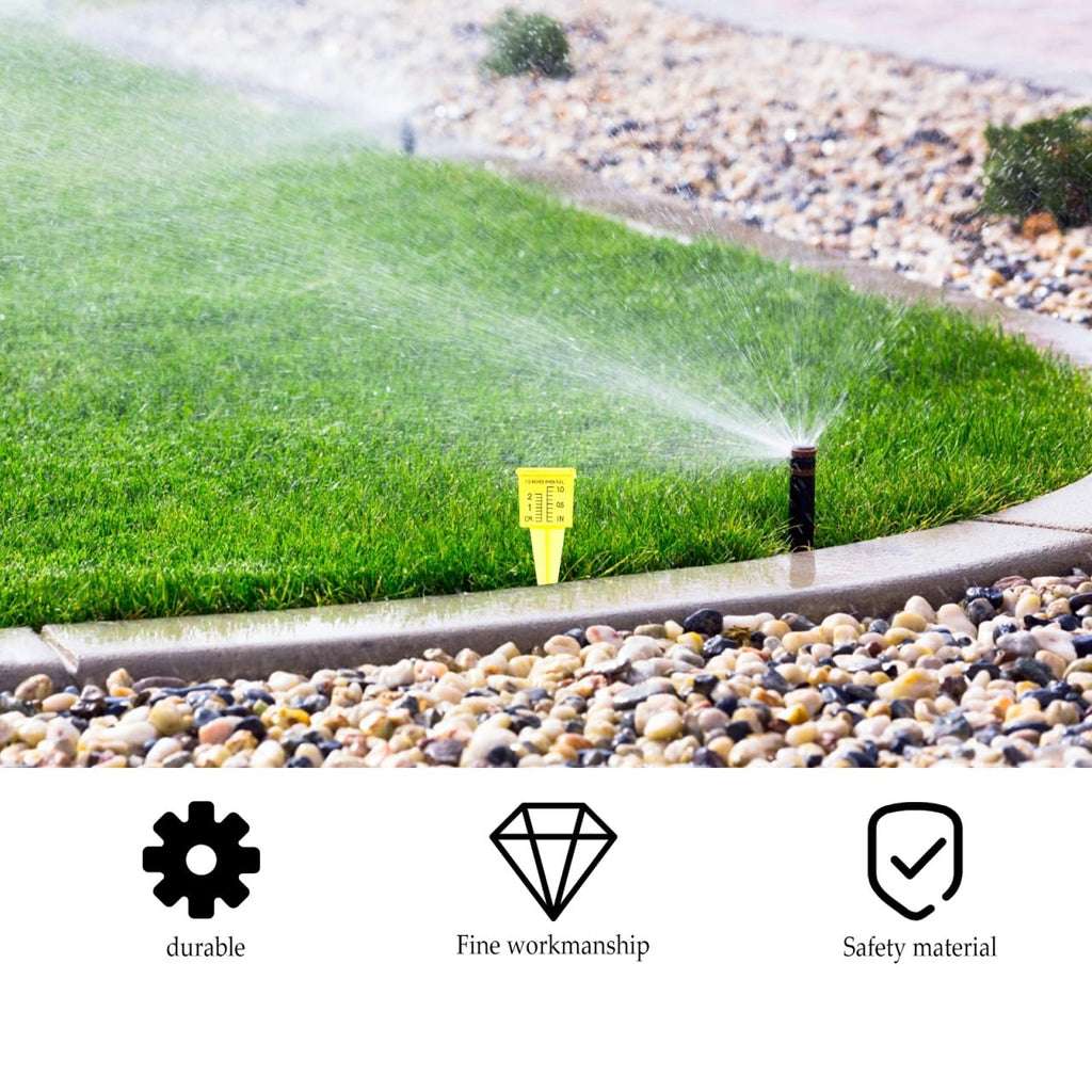Housoutil 2Pcs Rain Gauge Sprinkler Outdoor, 1.5 Inch Lawn Water Gauge, Measuring Tool for Accurate Rainfall Monitoring, Yellow Precision Measuring Cups for Garden Yard and Grass Watering