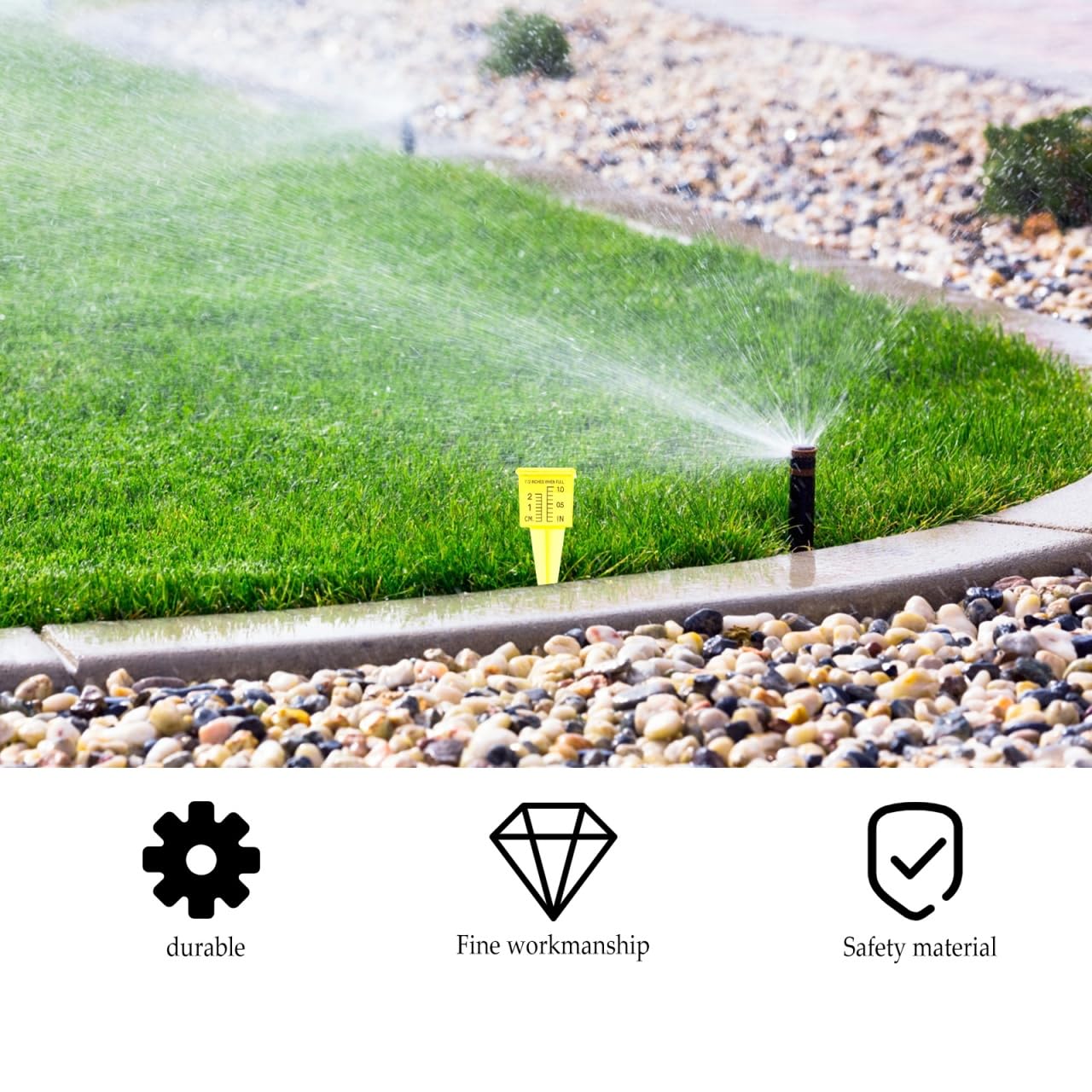 Housoutil 2Pcs Rain Gauge Sprinkler Outdoor, 1.5 Inch Lawn Water Gauge, Measuring Tool for Accurate Rainfall Monitoring, Yellow Precision Measuring Cups for Garden Yard and Grass Watering