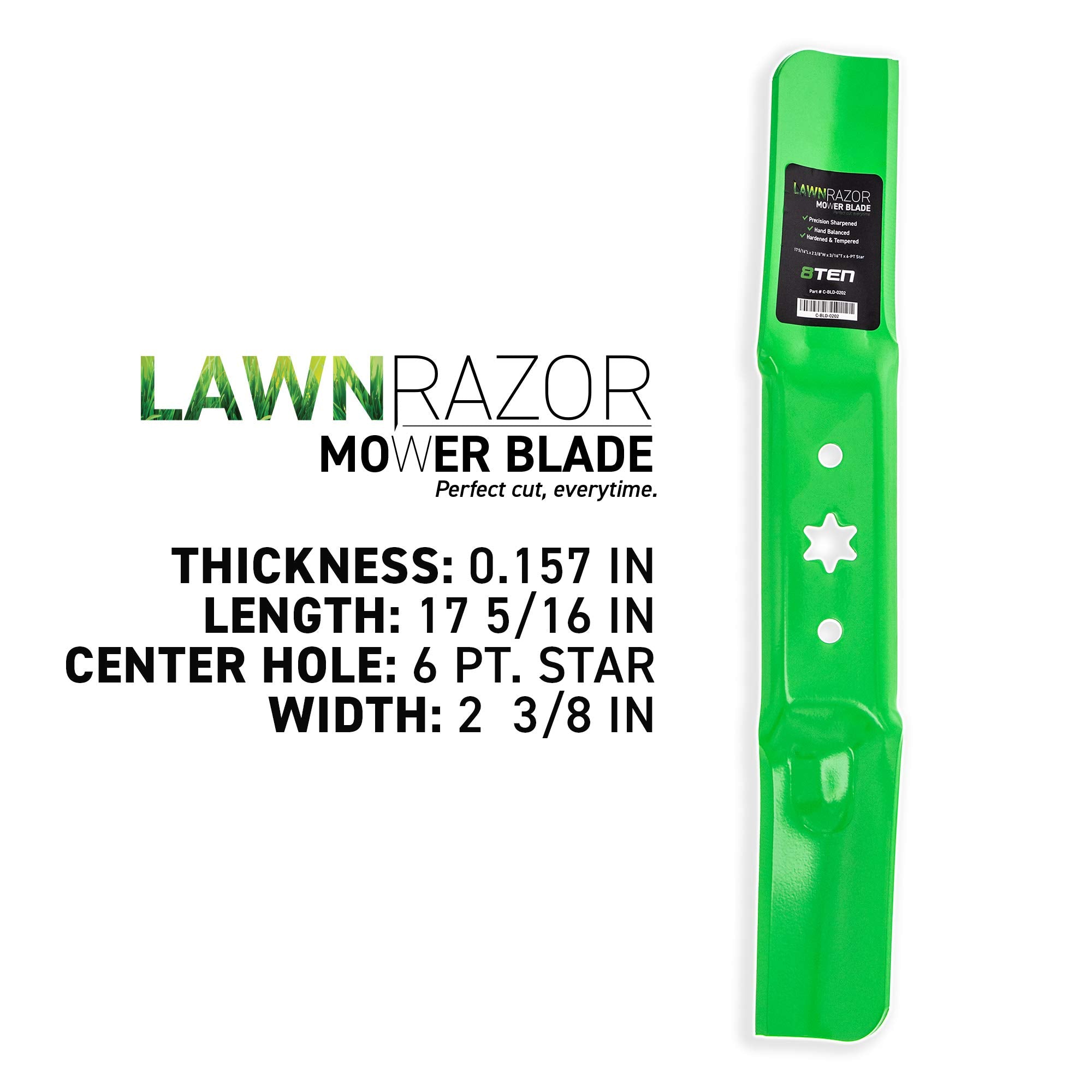 8TEN LawnRAZOR Mower Blade for MTD Cub Cadet 942-05052A High-Lift 3-Pack