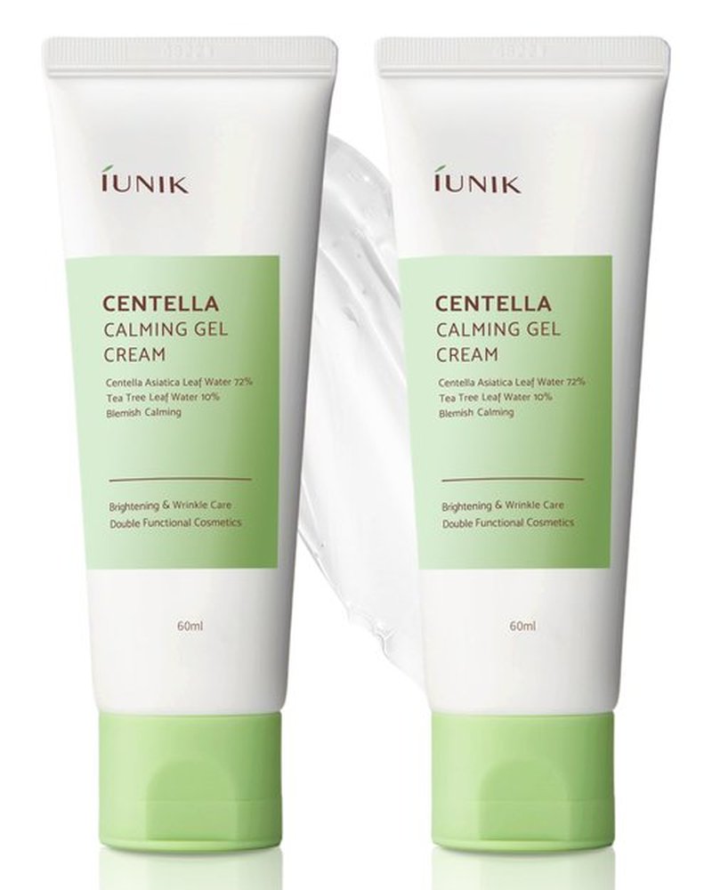 IUNIK Centella 70% Calming Gel Cream Vegan Non-Sticky Moisturizing Blemish Care w/Centella Asiatica Tea Tree 10% Soothes Acne Rosacea Oily & Sensitive Skin Korean Skincare BOGO 1+1