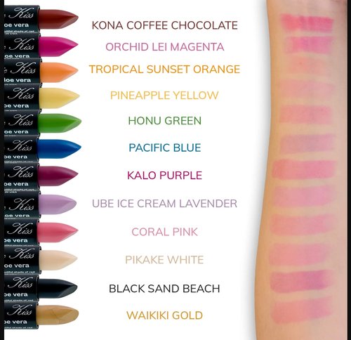 Magic Kiss Color Changing Matte 6 Piece Lipstick Set infused with Aloe Vera Made in USA (Colors of Aloha 1)