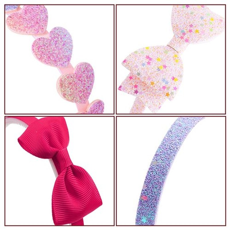 BoAn 8 Pack Girls Headbands, Multicolor, Non-slip, Glitter, Heart, Rainbow, Butterfly, Star, Toddlers, Children, Hair Accessories