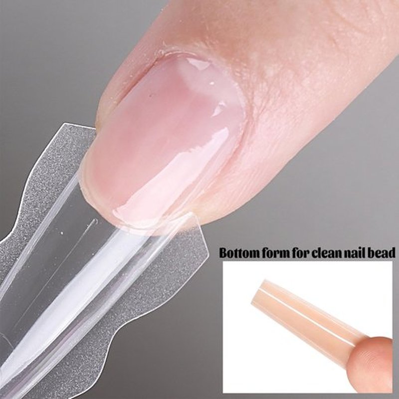 Fcozpjk Sandwich Dual Nail Forms for Builder Gel, 180PCS Nail Forms with Brush Pen File Polygel Extension Tools Kit Top & Bottom Dual Form System Guide Lines Tips Professional Manicure Supply (Almond)