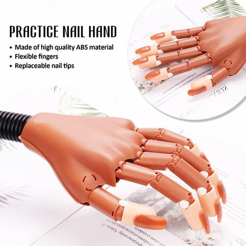 DASGIRL Practice Hand for Acrylic Nails, Flexible Nail Practice Hands Training Kits, Fake Mannequin Hands for Nails Practice, Movable Nail Mannequin Hand with 100PCS Nail Tips