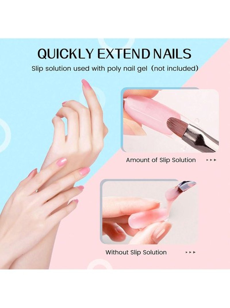 Slip Solution 2Fl. oz Nail Extension Gel Liquid Slip Solution with 5 Nail Clips 2in1 Dual-Ended Nail Brush Glass Cup 1box of armor models Cleaning Easy Spread for Beginner